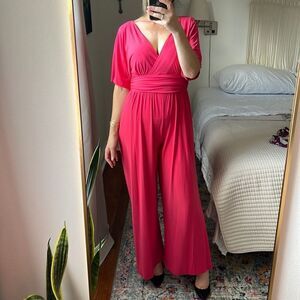 Eliza J Jumpsuit Womens Size 8 Pink Faux Wrap‎